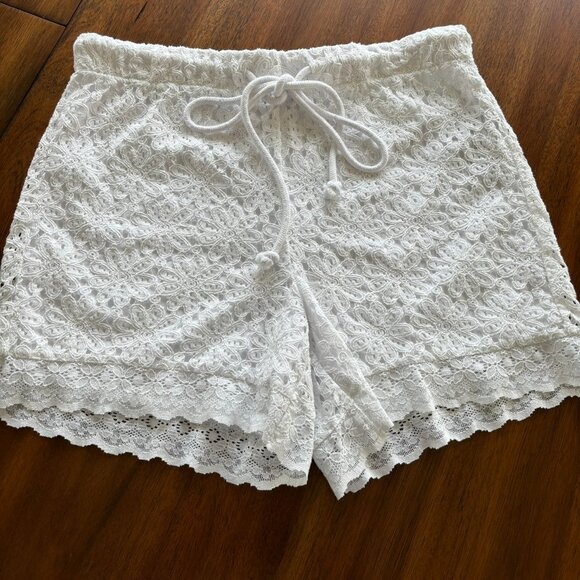 Pants - White Lace Shorts, Sz S